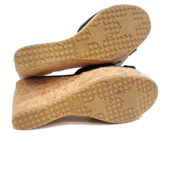 Jimmy Choo Womans Denim blue cork sandals size 38 5 New in Box USA size 7 5